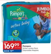 Pampers Active Jumbo Pack Disposable Nappies-per pack