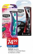 Schick Quattro TrimStyle or FreeStyle Razor For Women or Men-Each