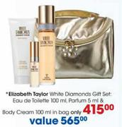 Elizabeth Taylor White Diamonds Gift Set:Eau de Toilete 100ml,Parfum 5ml & Body Cream 100m in Bag
