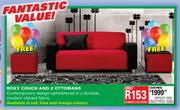 Roxy Couch And 2 Ottomans