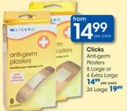 Clicks Anti-Germ Plasters-8 Large Or 4 Extra Large