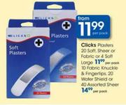 Clicks Plasters 20 Soft,Sheer Or Fabric Or 4 Soft Large-Per Pack
