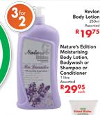 Nature's Edition Moisturising Body Lotion, Bodywash Or Shampoo Or Conditioner-1l