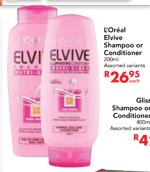 L'Oreal Elvive Shampoo & Conditioner-200ml Each