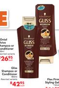 Gliss Shampoo Or Conditioner-400ml Each