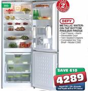 Defy Metallic Water-On-Tap Bottom Freezer Fridge-360ltr