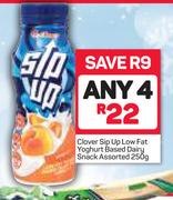 Clover Sip Up Low Fat Yoghurt Based Dairy Snack Assorted-4 x 250g