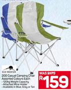 Blue Mountain 200 Casual Camping Chair Assorted Colours-Each