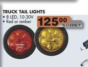 Truck Tail 8 LED Light-Red Or Amber(10-30V)