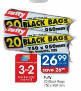 Tuffy 20 Black Bags 750x950mm 