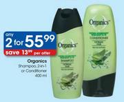 Organics Shampoo 2-in-1 Or Conditioner-2x400ml