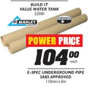 Marley E-Spec Underground Pipe Sabs Approved-110mmx6m