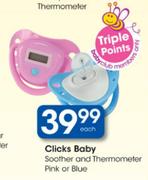 Clicks Baby Soother & Thermometer Pink/Blue-Each