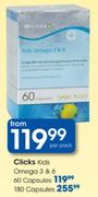 Clicks Kids Omega 3 & 6 Capsules-180's