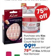 Kiss Everlasting Or 100 Count Nail Kit & Get Off Kiss Artificial Nail Remover