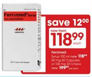 Ferrimed 50mg Capsules-60's Or 100mg Chews-30's
