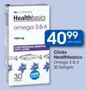 Clicks Healthbasics Omega 3 & 6 Softgels-30's
