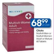 Clicks Multivit-Men Or Multivit-Women Adult Or Mature Tablets-60's