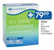 Clicks A-Z Body And Mind Tablets-30's & Softgels-30's