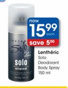 Lentheric Solo Deodorant Body Spray-150ml Each