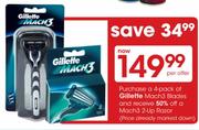 4-Pack Of Gillette Mach3 Blades