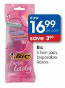 Bic 5 Twin Lady Disposable Razors-Per Pack