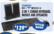 C-Tech 3 In 1 Combo Keyboard, Mouse & Speakers