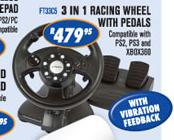 3 In 1 Racing Wheel With Pedals