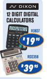 Dixon 12 Digit Digital Calculators (R02358)