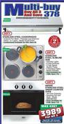Defy Stainless Steel Cookerhood + Slimline Hob + 600SSE Stainless Steel Under Counter Oven