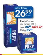 Prep Cream Jar or Tub - 100gm Each