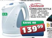 Sunbeam Cordless Kettle-2.3 Ltr (SCK-0023)