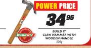Build It Claw Hammer With Wooden Handle-500g