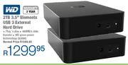 WD 2TB 3.5" Elements USB 3 External Hard Drive