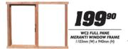 WC2 Full Pane Meranti Window Frame(1103(W) x 940(H)mm)