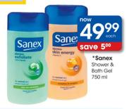 Sanex Shower & Bath Gel-750ml Each