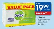 Dettol Hygiene Soap-4x90g Per Pack