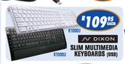 N-Dixon Slim Multimedia Keyboards (USB)-Each