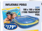 Inflatable 2 Ring Transparent Pool-160x160x43cm