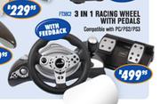 Gaming Accessories 3-In-1 Racing Wheel With Pedals
