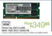 Patriot Sig 4GB (1x4GB) DDR3 1600 (PC3-12800) NB 