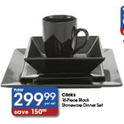 Clicks 16-Piece Black Stoneware Dinner Set-Per Set