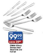 Clicks 8-Piece Stainless Steel Steak Knife and Fork Set-Per Set