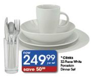 Clicks 32-Piece White Porcelain Dinner Set-Per Set