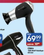 Clicks 1200 Watt Hairdryer-Each