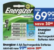 Energizer 4 AA Rechargeable Batteries MAH1 400-Per Pack