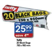 Tuffy 20 Black Bags-750 x 950mm Per Set