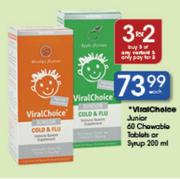 ViratChoice Junior 60 Chewable Tablets Or Syrup-200ml Each