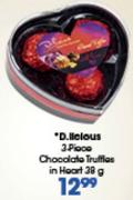 D.licious 3 Piece Chocolate Truffles In Heart-38Gm