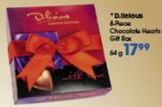 D.licious 8 Piece Chocolate Hearts Gift Box-64Gm